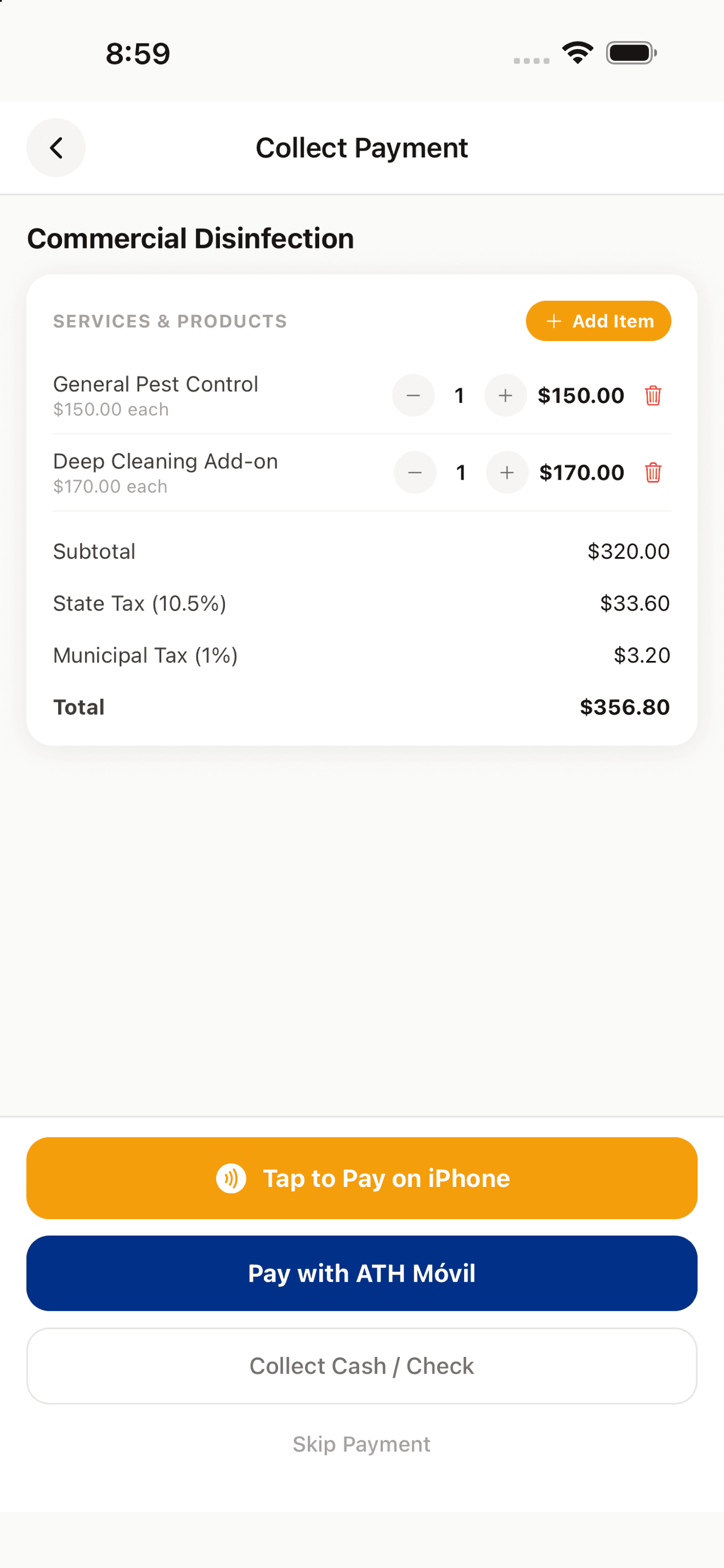 Collecting payment on a job